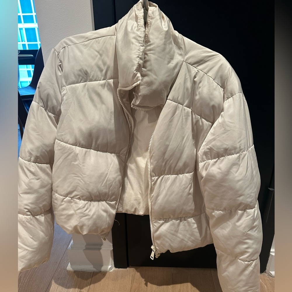 Zara white puffer jacket